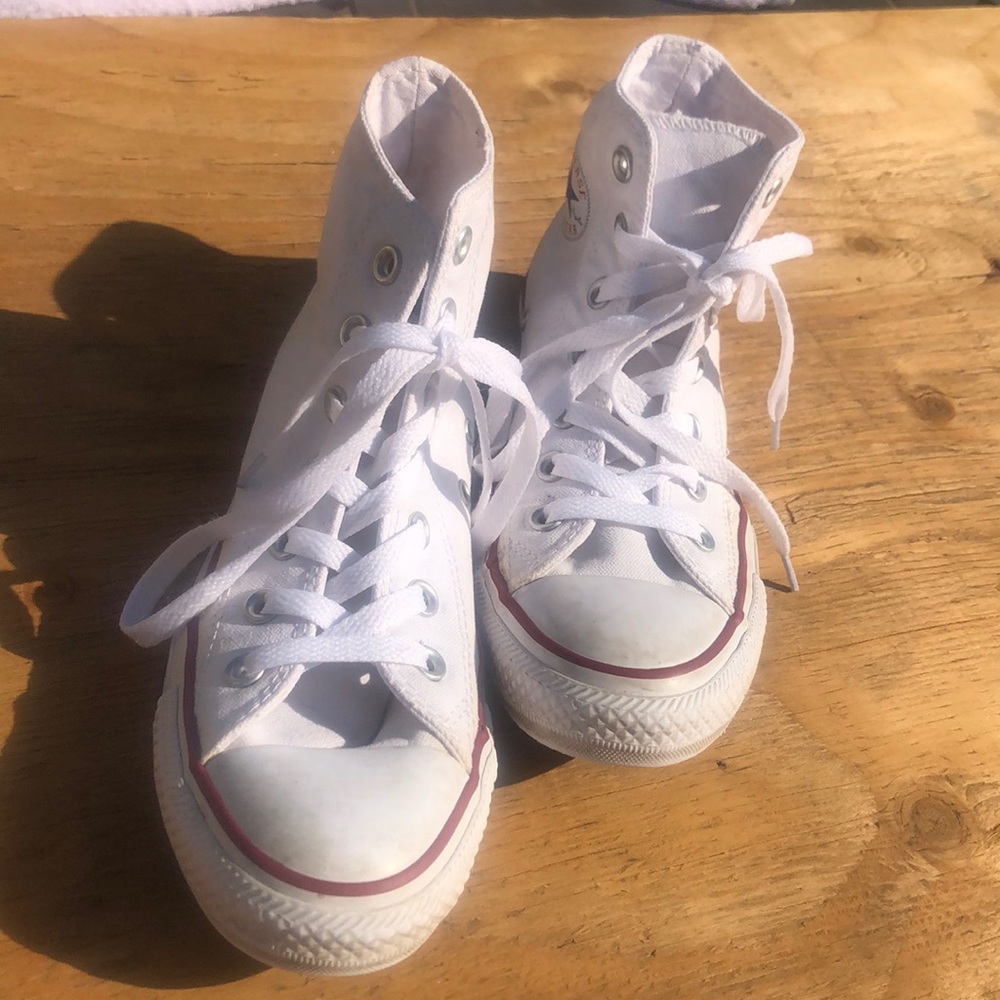 White, high top, converse